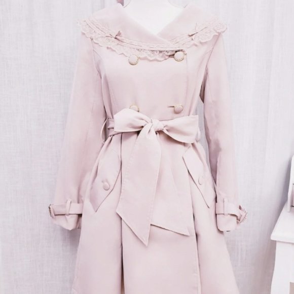 LIZ LISA Jackets & Blazers - LIZ LISA tan belted ruffle collar trench coat